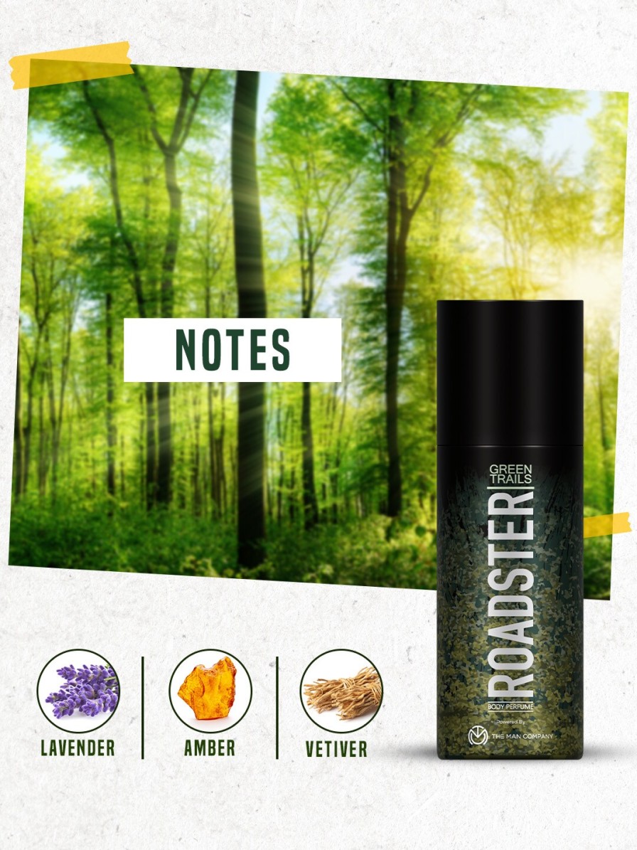 Men Roadster Deodorants | Buy Roadster Men Set Of 2 No Gas Body Perfumes Into The Woods & Green Trails - Personal Care For Men