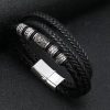 Men MEENAZ Rings & Wristwear | Buy Meenaz Men Leather Silver Plated Multistrand Bracelet - Accessories For Men