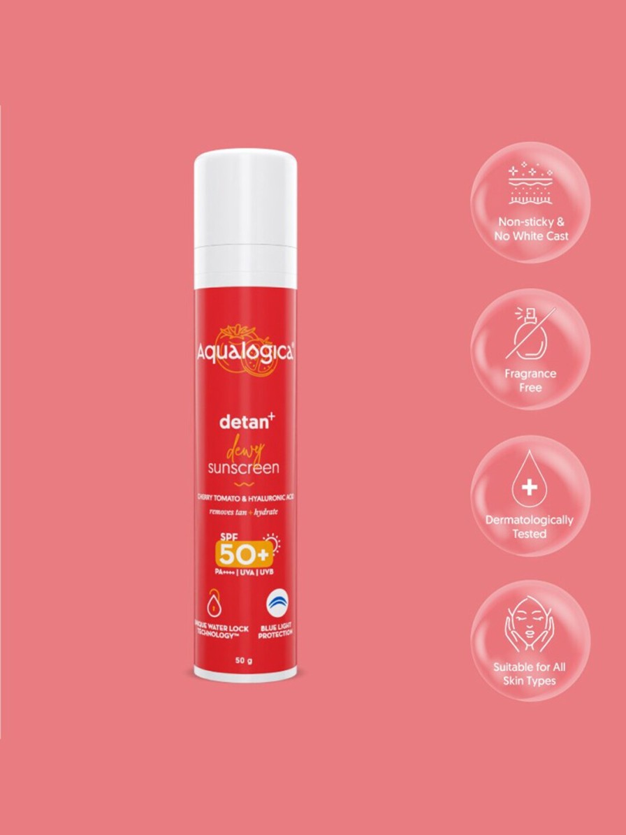 Women Aqualogica Skincare | Buy Aqualogica Detan+ Dewy Spf 50+ Pa ++++ Sunscreen With Cherry Tomato & Ha 50 G - Personal Care For Unisex