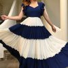 Women KALINI Dresses | Buy Kalini Colourblocked Sweetheart Neck Flutter Sleeves Maxi Dress - Apparel For Women