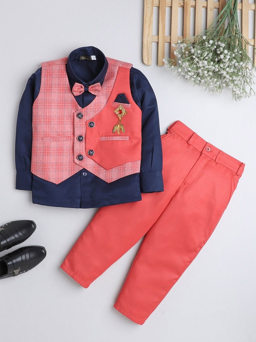 Kids BAESD Party Wear | Buy Baesd Boys 3 Piece Checked Waistcoat Suit - Apparel For Boys