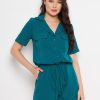 Women Color Cocktail Playsuits | Buy Color Cocktail Shirt Collar Jumpsuit - Apparel For Women