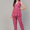 Women Stylum Co-Ords | Buy Stylum Pink Floral Printed V Neck Top & Trouser Co Ords - Apparel For Women