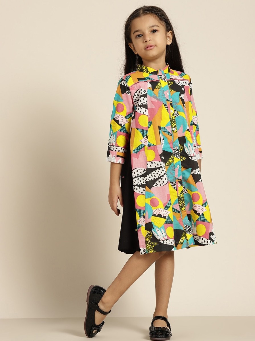 Kids Sangria Dresses | Buy Sangria Girls Multicoloured Abstract Print Dress - Apparel For Girls