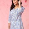 Women Anouk Kurtis, Tunics & Tops | Buy Anouk Blue Floral Printed Straight Pure Cotton Kurti - Apparel For Women