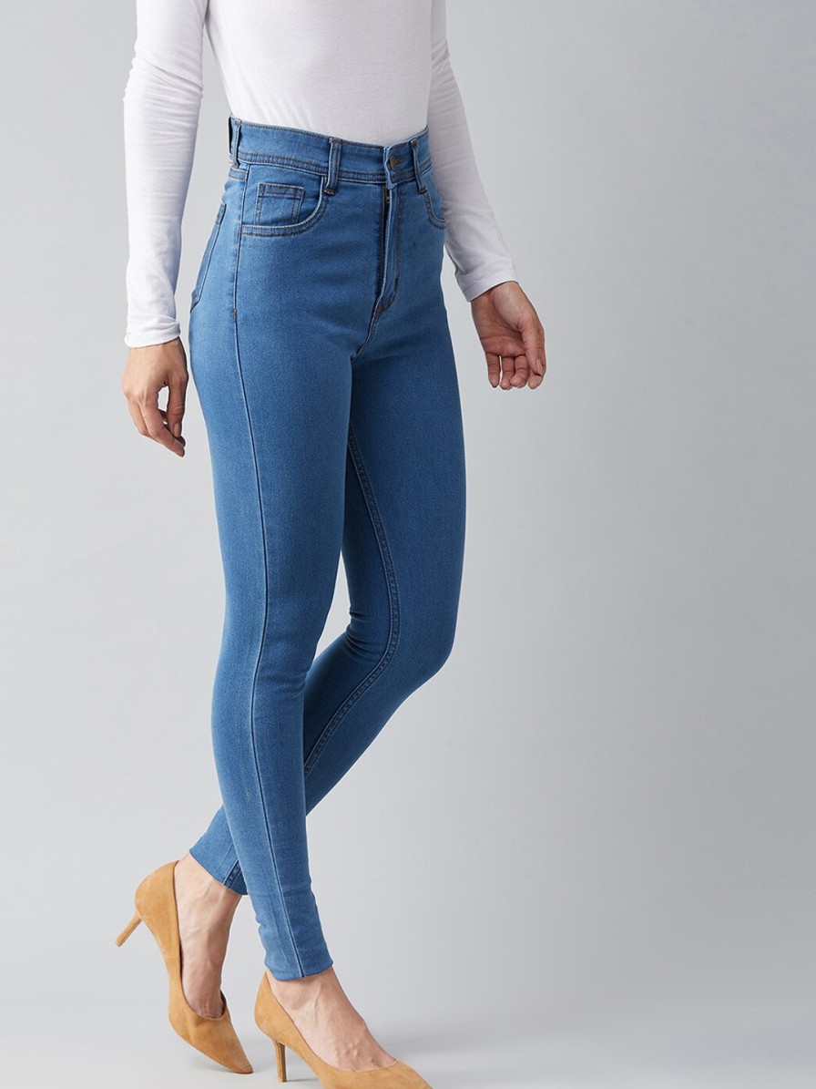 Women DOLCE CRUDO Jeans | Buy Dolce Crudo Women Blue Skinny Fit Stretchable High Rise Jeans - Apparel For Women