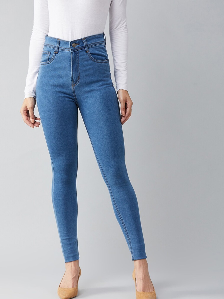 Women DOLCE CRUDO Jeans | Buy Dolce Crudo Women Blue Skinny Fit Stretchable High Rise Jeans - Apparel For Women