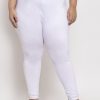 Women TAG 7 PLUS Leggings, Salwars & Churidars | Buy Tag 7 Plus Women White Solid Plus Size Ankle Length Leggings - Apparel For Women