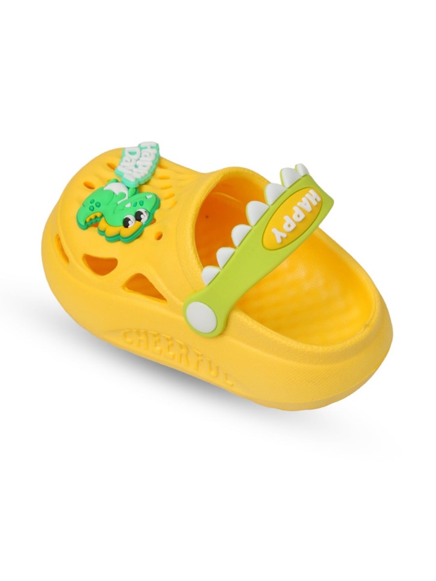 Kids Yellow Bee Flipflops | Buy Yellow Bee Boys Dino Applique Clogs - Footwear For Boys