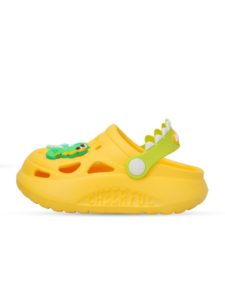 Kids Yellow Bee Flipflops | Buy Yellow Bee Boys Dino Applique Clogs - Footwear For Boys