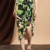 Women Claura Swimwear | Buy Claura Black Tropical Printed Bottom Coverup Sarong - Apparel For Women