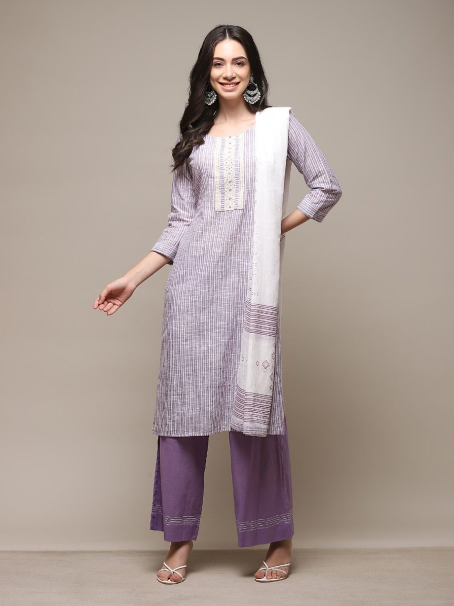 Women Biba Dress Materials | Buy Biba Striped Unstitched Dress Material - Apparel For Women