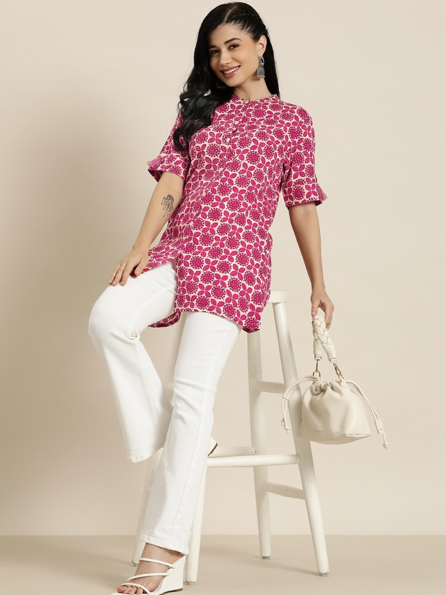 Women HERE&NOW Kurtis, Tunics & Tops | Buy Here&Now Ethnic Motifs Printed Pure Cotton Kurti - Apparel For Women