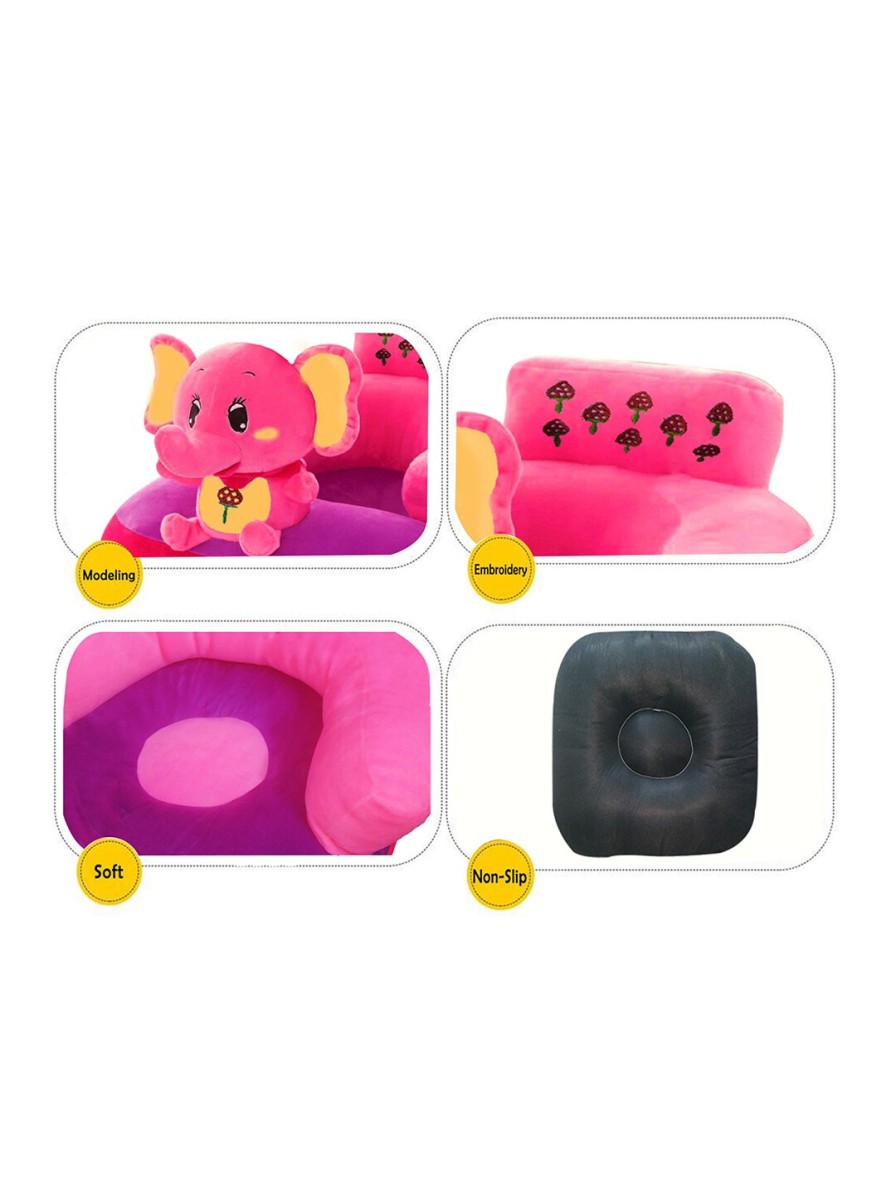 Kids Babymoon Soft Toys | Buy Babymoon Pink Plush Sofa Chair With Elephant Toy - Toys And Games For Unisex Kids