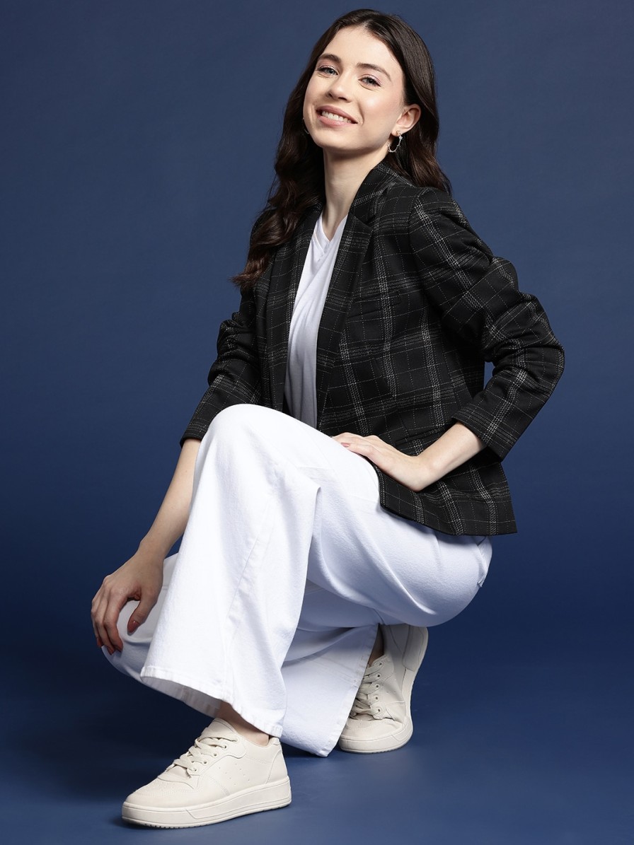 Women Mast & Harbour Blazers & Waistcoats | Buy Mast & Harbour Checked Single Breasted Blazer - Apparel For Women