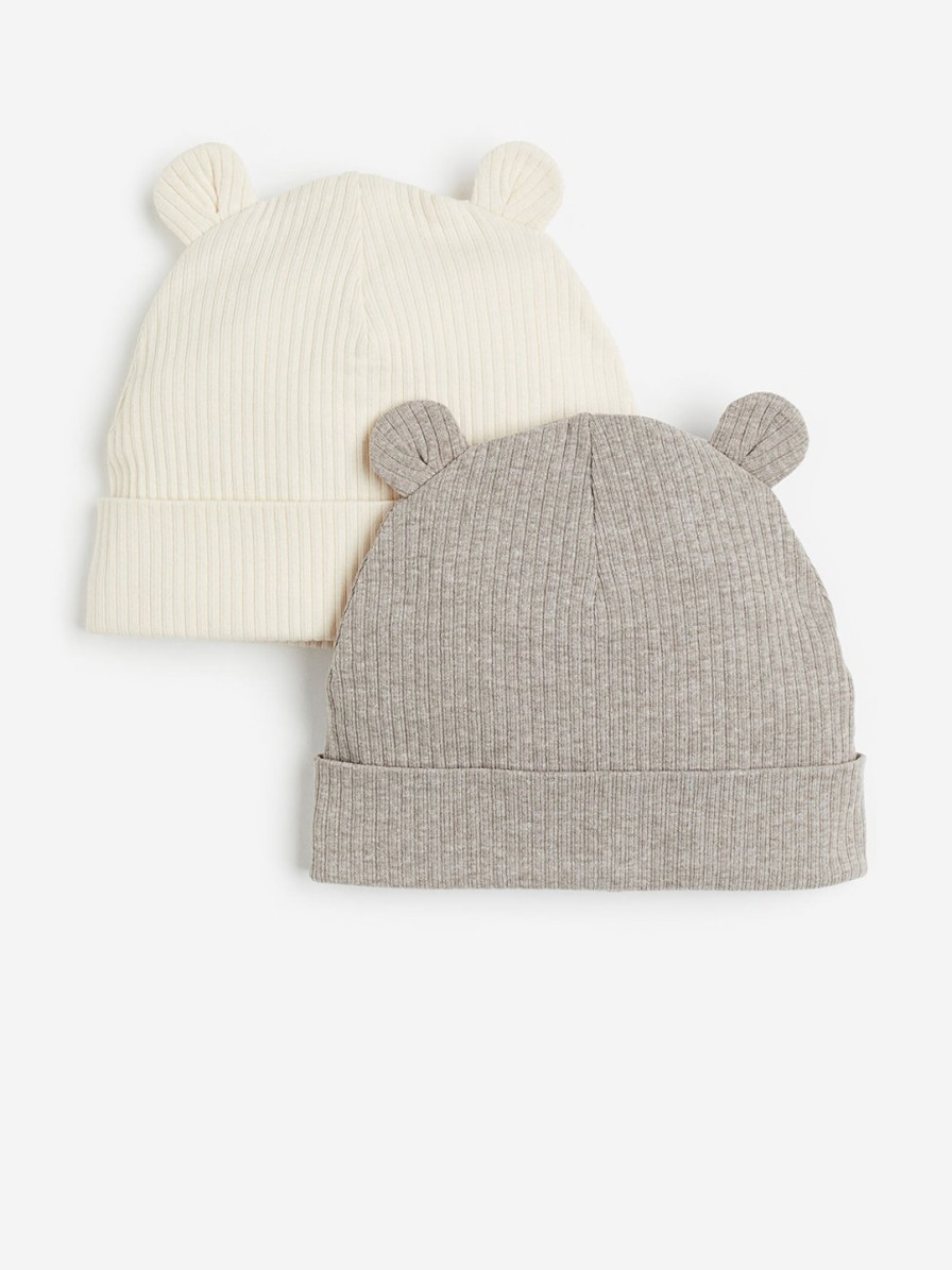 Kids H&M Caps & Hats | Buy H&M Boys 2 Pack Ribbed Ear Detail Beanies - Accessories For Boys