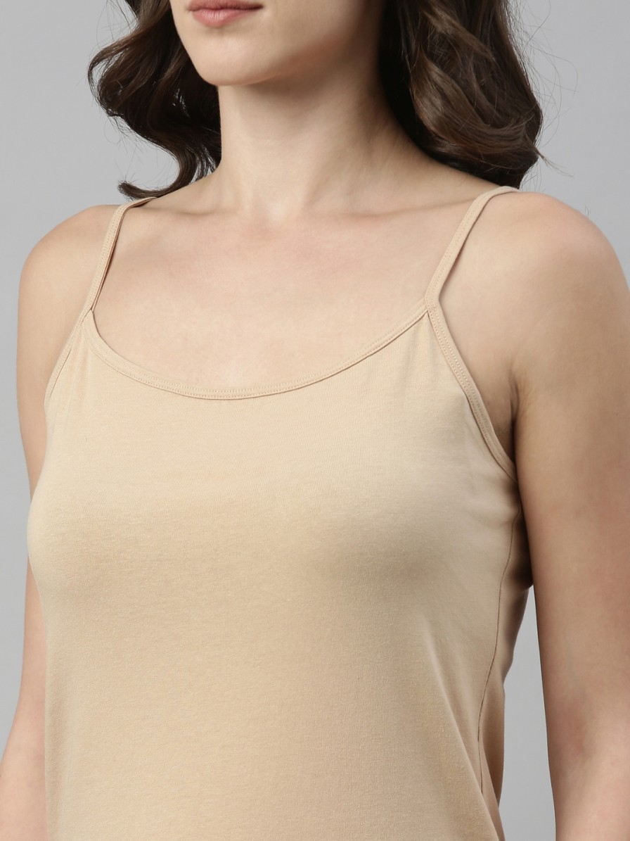 Women Enamor Camisoles & Thermals | Buy Enamor Women Beige Solid Scoop Neck Camisoles - Apparel For Women