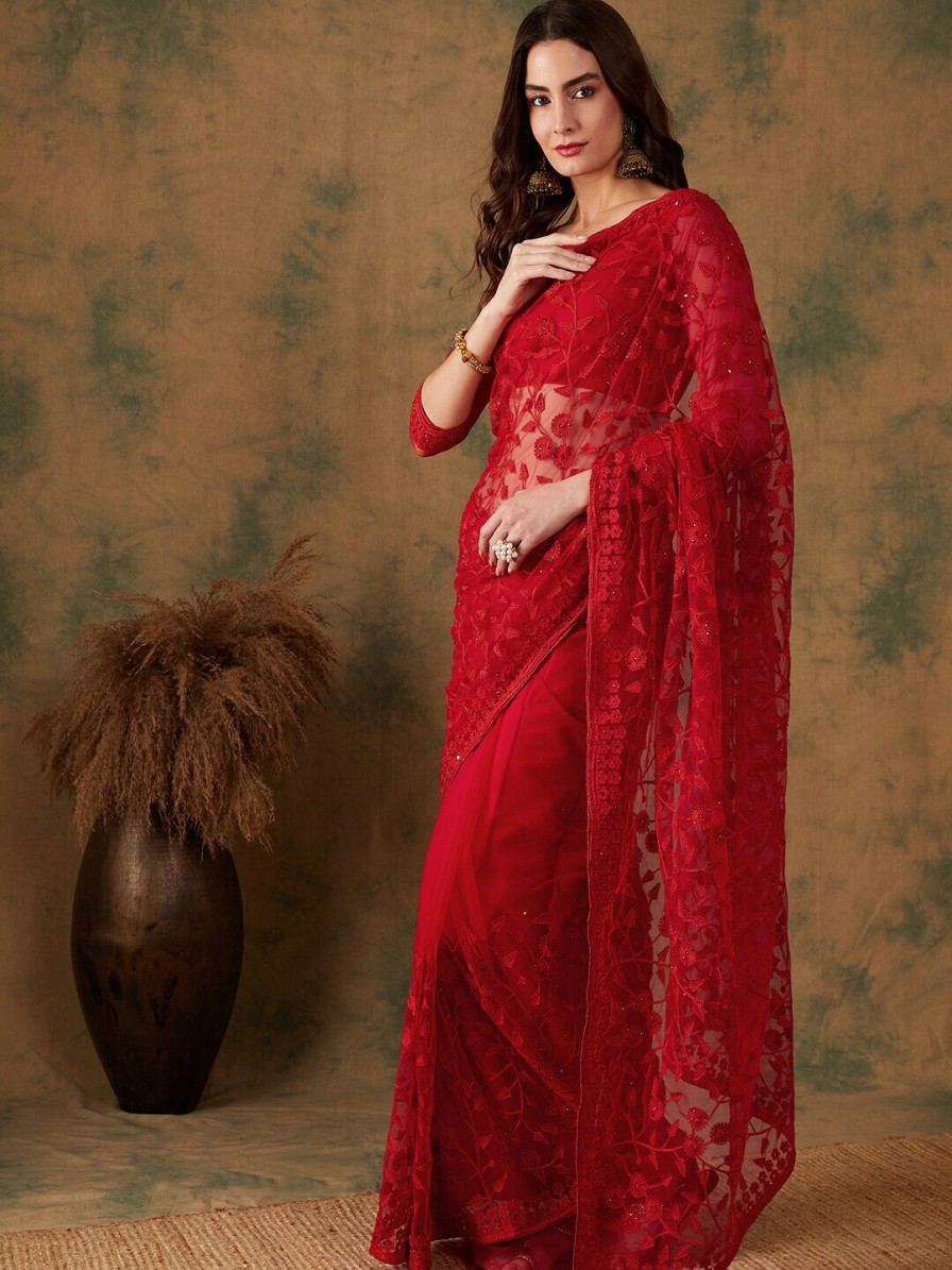 Women Sangria Sarees | Buy Sangria Embroidered Net Sarees - Apparel For Women