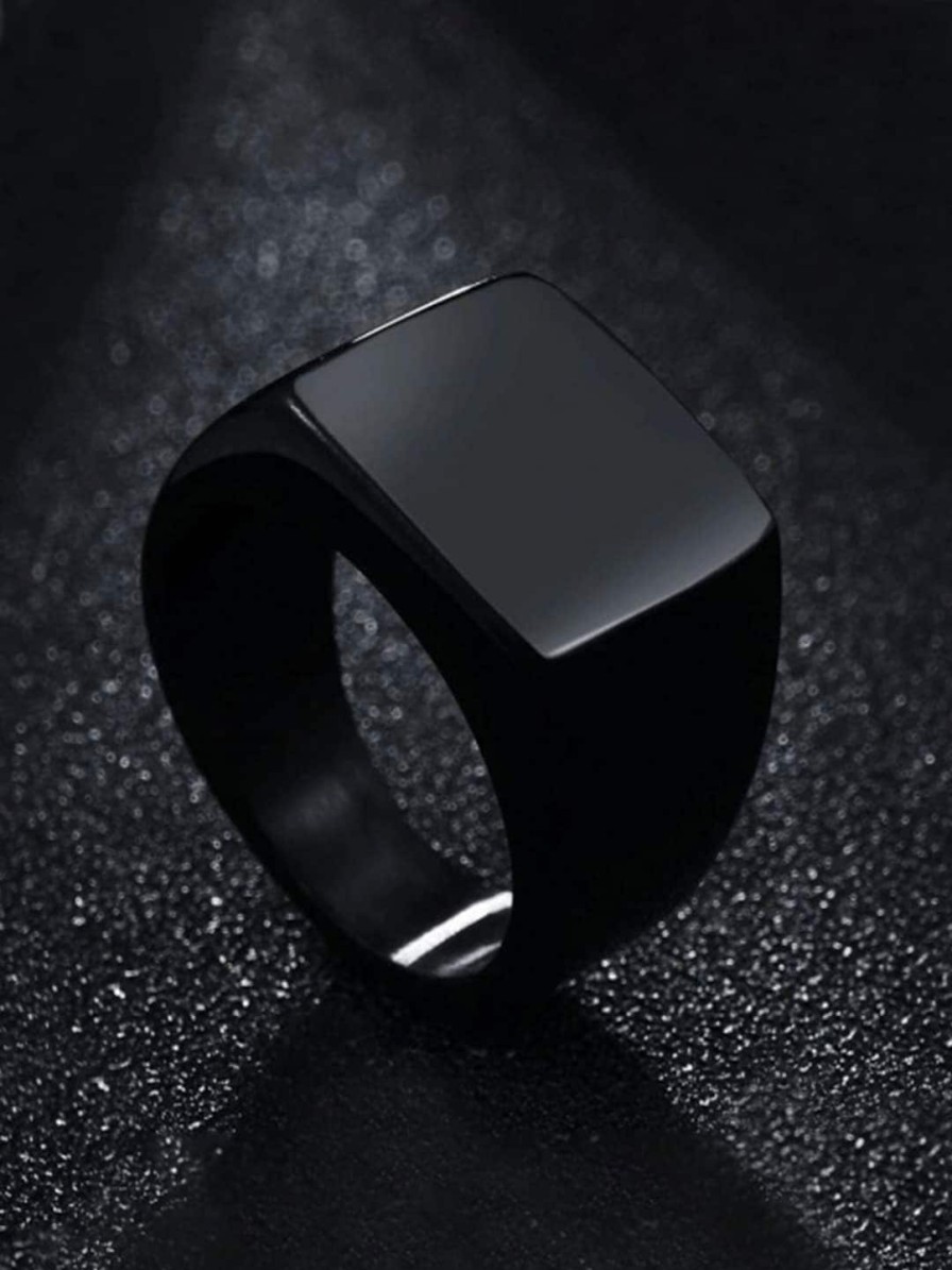 Men Yellow Chimes Rings & Wristwear | Buy Yellow Chimes Men Black Stainless Steel Band Finger Ring - Accessories For Men