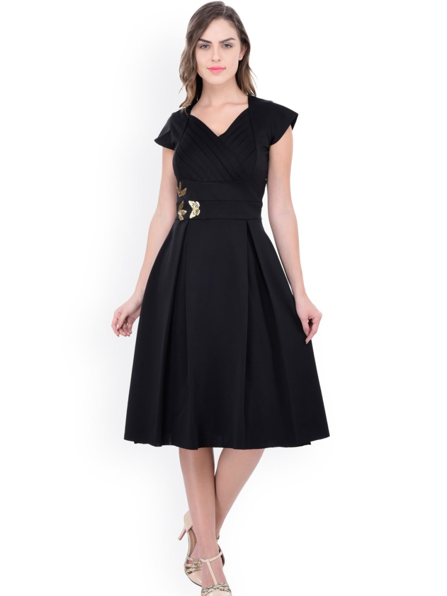 Women Athena Dresses | Buy Athena Women Black Fit & Flare Dress - Apparel For Women