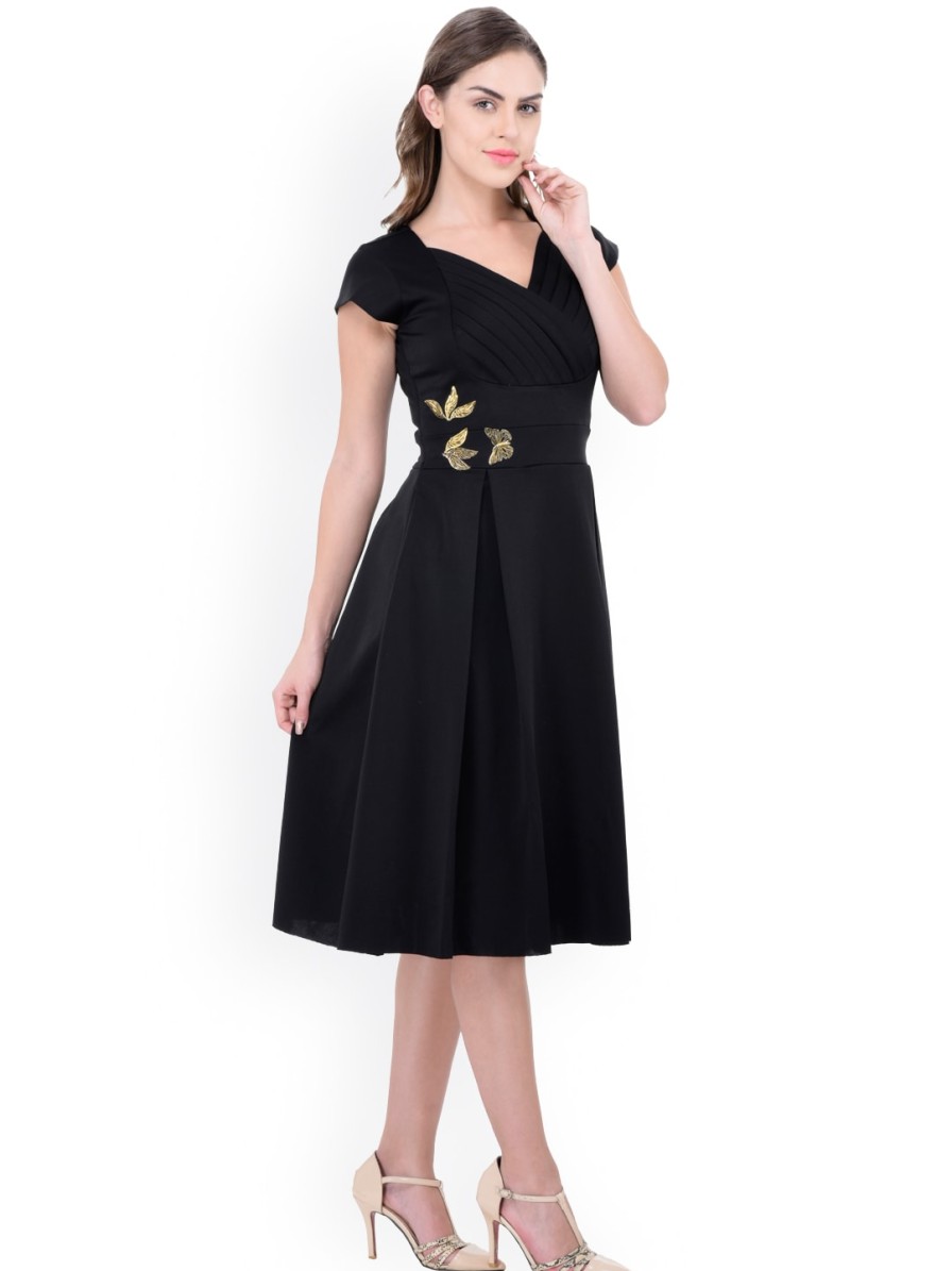 Women Athena Dresses | Buy Athena Women Black Fit & Flare Dress - Apparel For Women