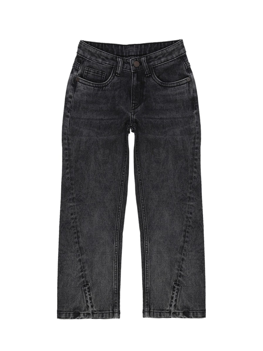 Kids HERE&NOW Jeans, Trousers & Capris | Buy Here&Now Girls Charcoal Wide Leg High Rise Light Fade Clean Look Stretchable Jeans - Apparel For Girls