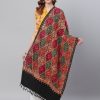 Women WEAVERS VILLA Dupattas & Shawls | Buy Weavers Villa Women Red & Green Aari Work Embroidered Shawl - Apparel For Women