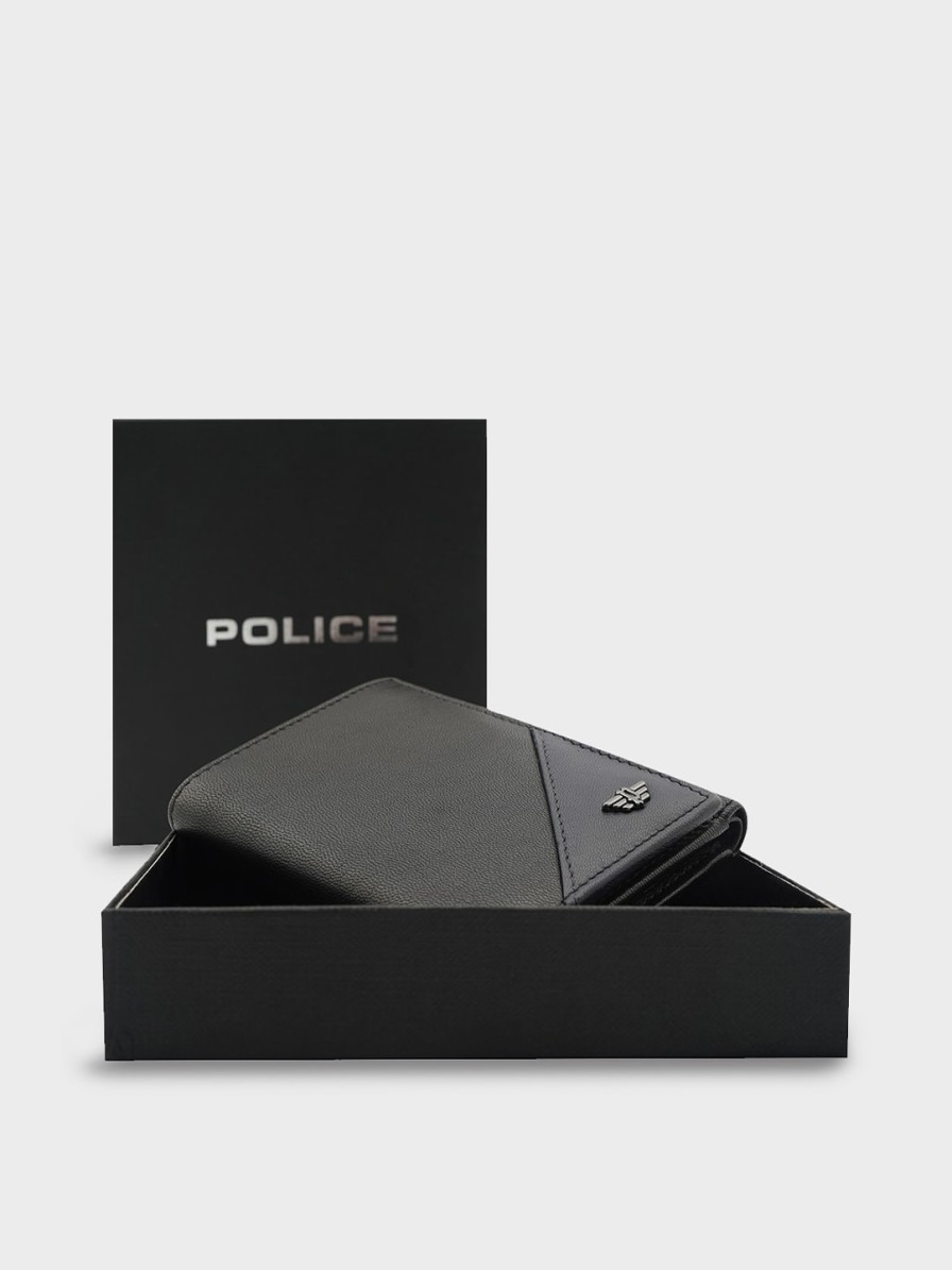 Men Police Wallets | Buy Police Men Black Solid Leather Three Fold Wallet - Accessories For Men