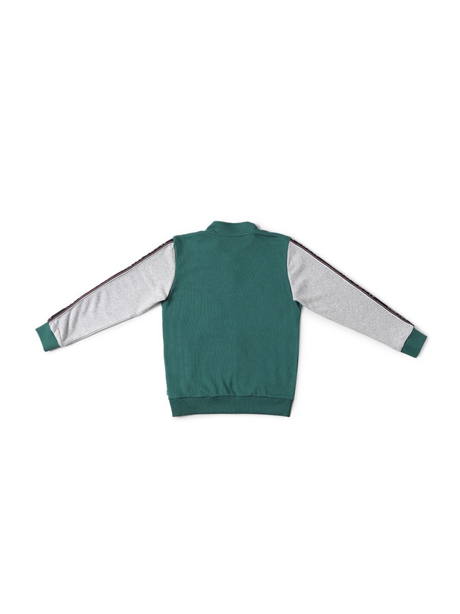 Kids Jack & Jones Jacket, Sweater & Sweatshirts | Buy Jack & Jones Boys Green & Grey Colourblocked Cotton Sweatshirt - Apparel For Boys