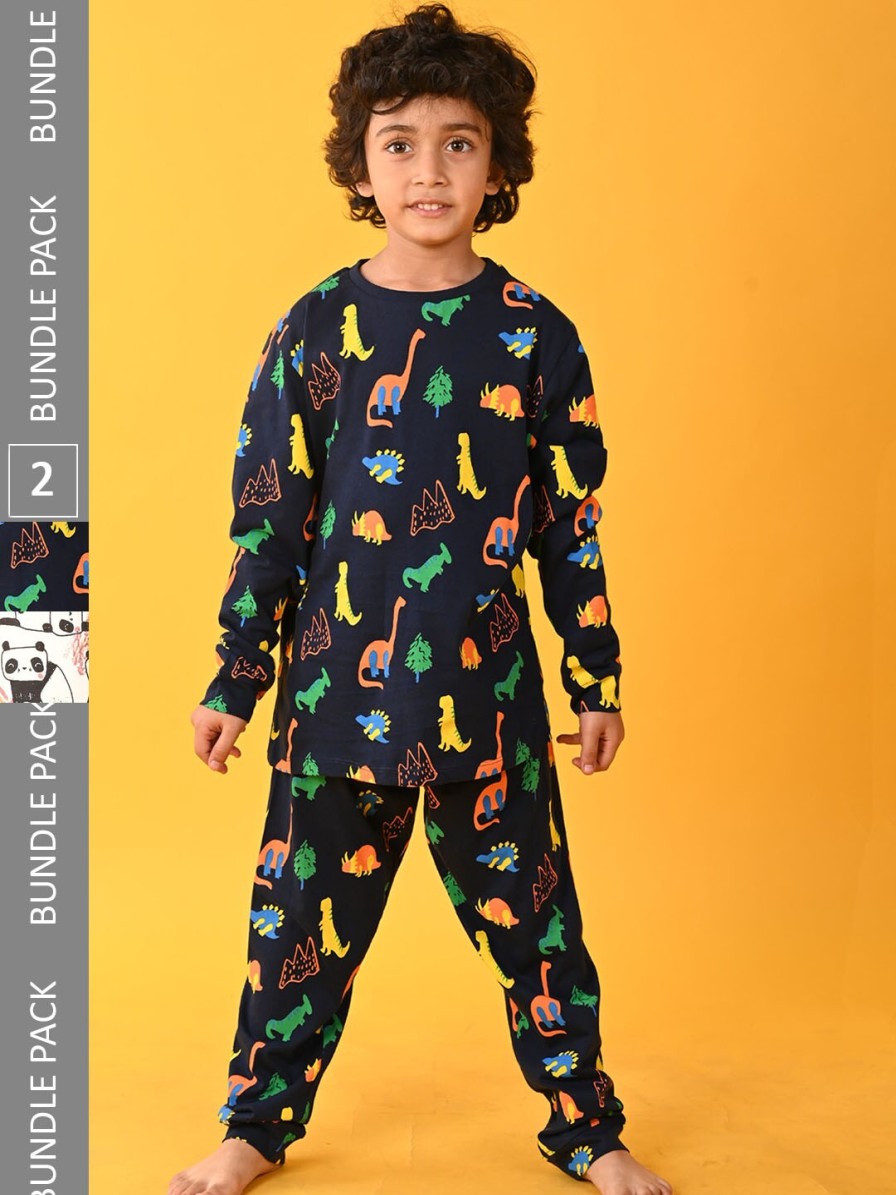 Kids Anthrilo Nightwear & Loungewear | Buy Anthrilo Boys Pack Of 2 Conversational Printed Pure Cotton Night Suit - Apparel For Boys