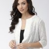 Women Style Quotient Shrugs | Buy Style Quotient Women White Self Design Open Front Shrug - Apparel For Women