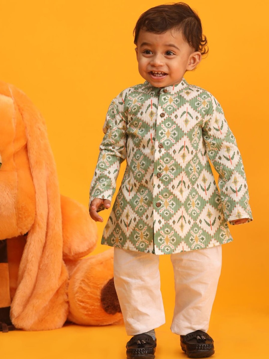 Kids VASTRAMAY SISHU Ethnic Wear | Buy Vastramay Sishu Boys Abstract Printed Kurta With Pyjamas - Apparel For Boys