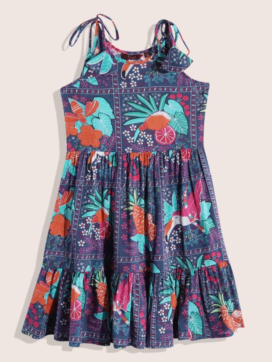 Kids Sangria Dresses | Buy Sangria Girls Floral Print Fit & Flare Cotton Dress - Apparel For Girls