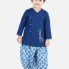 Kids BownBee Ethnic Wear | Buy Bownbee Boys Embroidered Pure Cotton Kurta With Dhoti Pants - Apparel For Boys