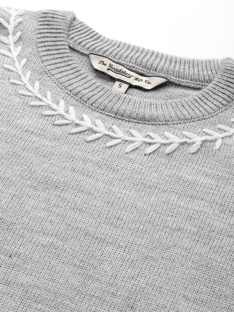 Women Roadster Sweaters & Sweatshirts | Buy The Roadster Lifestyle Co. Women Grey Solid Sweater - Apparel For Women