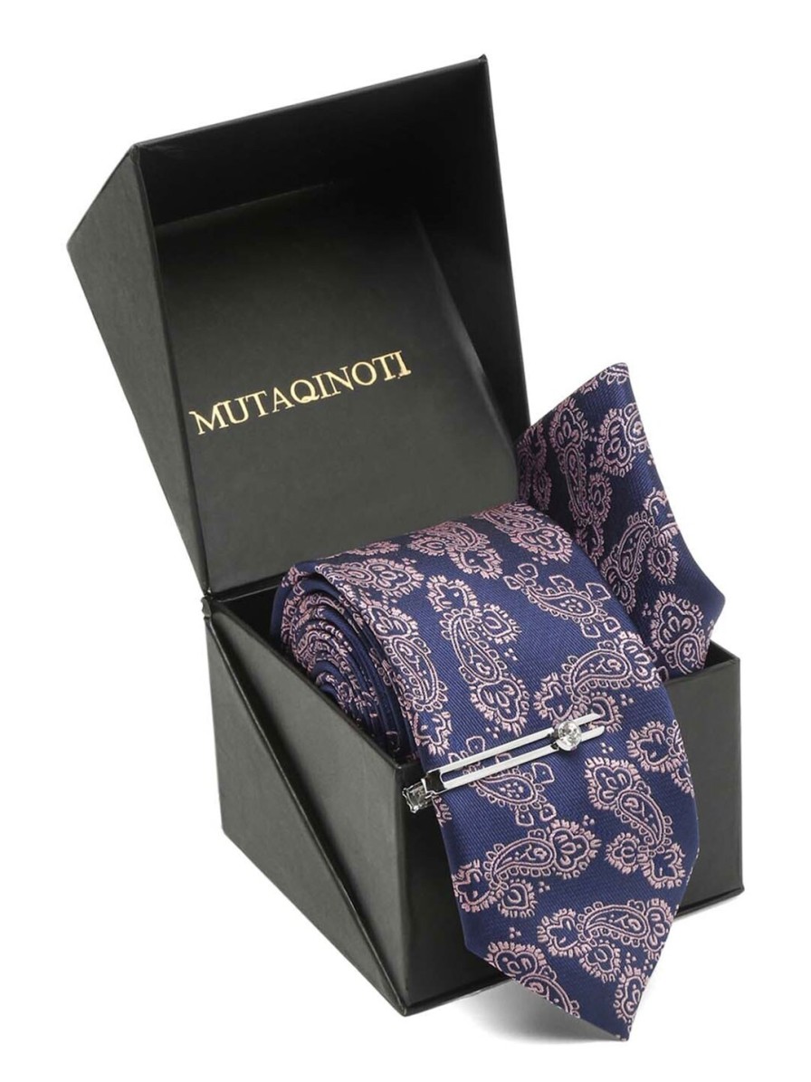 Men MUTAQINOTI Accessory Gift Sets | Buy Mutaqinoti Men Printed Silk Necktie Accessory Gift Set - Accessories For Men