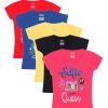 Kids Kiddeo Tshirts | Buy Kiddeo Girls Pack Of 5 Multicoloured Printed Round Neck Pure Cotton T Shirts - Apparel For Girls