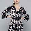 Women SASSAFRAS Playsuits | Buy Sassafras Off White & Black Animal Print Satin Playsuit - Apparel For Women