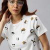 Women JUNEBERRY Tshirts | Buy Juneberry Women White Cotton Quirky Print T Shirt - Apparel For Women