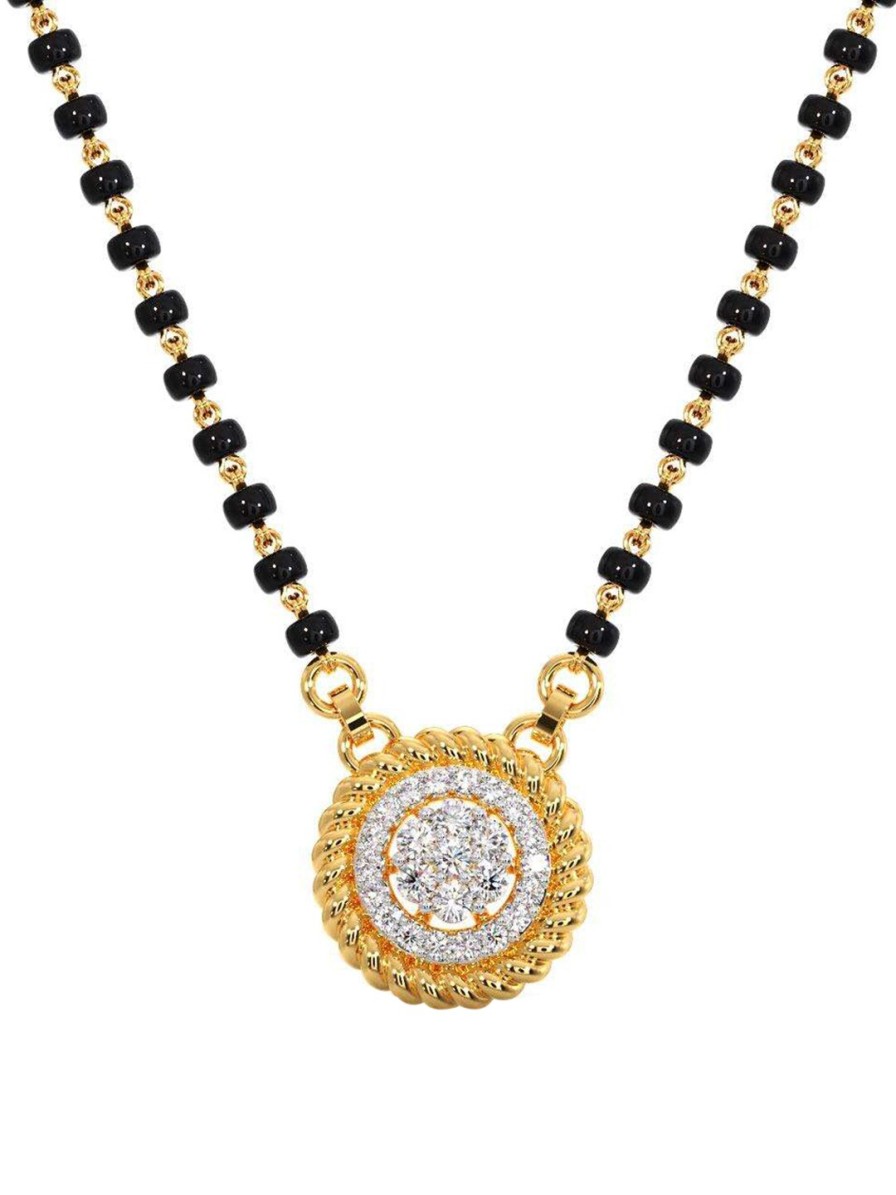 Women CANDERE A KALYAN JEWELLERS COMPANY Fine Jewellery | Buy Candere A Kalyan Jewellers Company 14Kt Gold Bis Hallmark Cz Mangalsutra With Chain - Accessories For Women