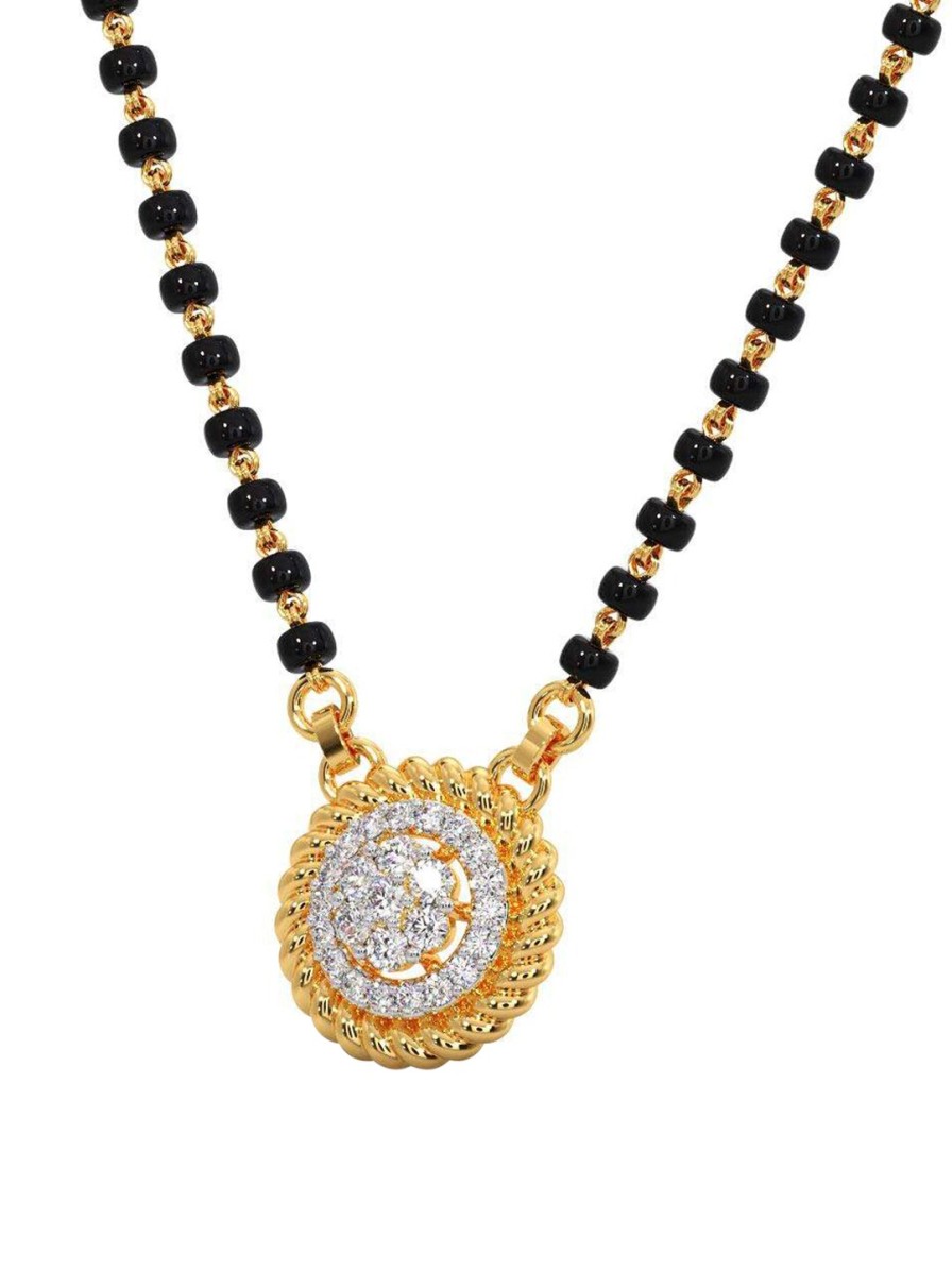 Women CANDERE A KALYAN JEWELLERS COMPANY Fine Jewellery | Buy Candere A Kalyan Jewellers Company 14Kt Gold Bis Hallmark Cz Mangalsutra With Chain - Accessories For Women