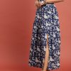 Women Taavi Shorts & Skirts | Buy Taavi Blue & Off White Indigo Hand Block Print Maxi Flared Sustainable Pure Cotton Skirt With Gathers & Slit - Apparel For Women