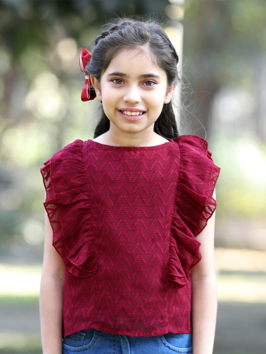 Kids Cutiekins Tops | Buy Cutiekins Girls Self Design Ruffles Top - Apparel For Girls