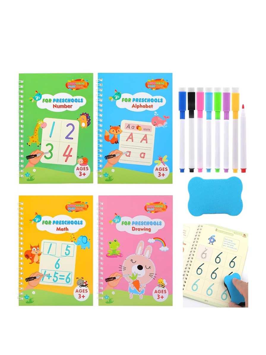 Kids ADKD Learning & Development | Buy Adkd Magic Reusable Copybook Practice Copybook With 8 Color Pens - Toys And Games For Unisex Kids