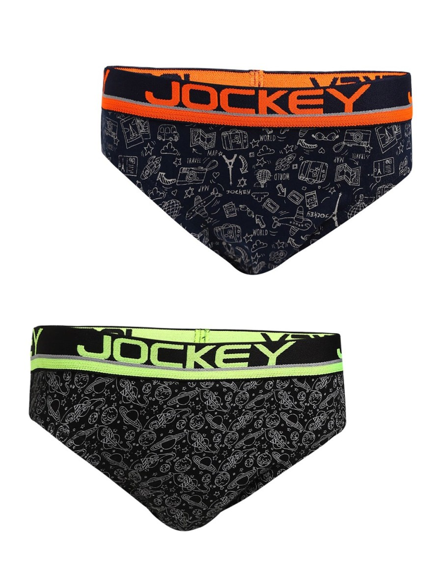 Kids JocBest Innerwear & Thermals | Buy Jockey Boys Pack Of 2 Super Combed Cotton Printed Basic Briefs Pb04 - Apparel For Boys