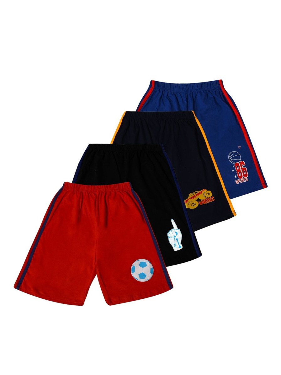 Kids BAESD Shorts | Buy Baesd Boys Pack Of 4 Graphic Printed Pure Cotton Shorts - Apparel For Boys