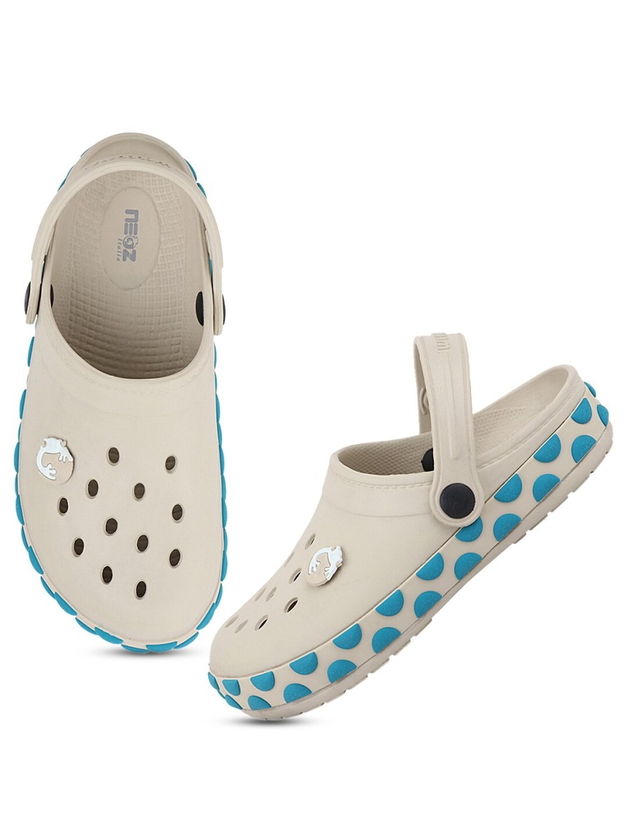 Kids NEOZ Flipflops | Buy Neoz Girls Green & Blue Printed Rubber Clogs - Footwear For Girls