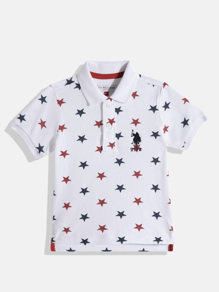 Kids U.S. Polo Assn. Kids Tshirts & Tops | Buy U.S. Polo Assn. Kids Boys Stars Printed Polo Collar Pure Cotton T Shirt - Apparel For Boys