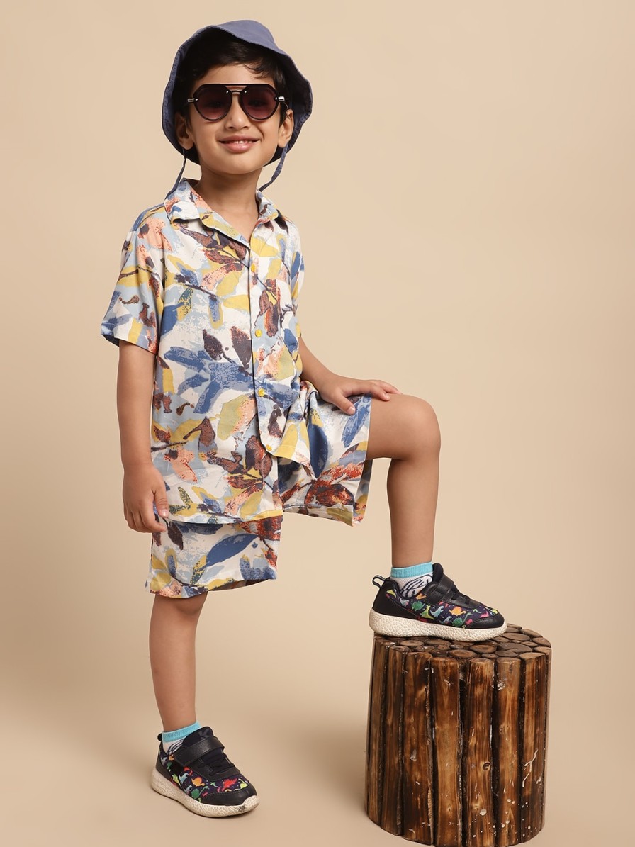 Kids Superminis Clothing Sets | Buy Superminis Boys Floral Printed Shirt With Shorts - Apparel For Boys