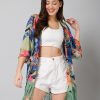 Women PURYS Shrugs | Buy Purys Tropical Printed Tasselled Longline Shrug - Apparel For Women